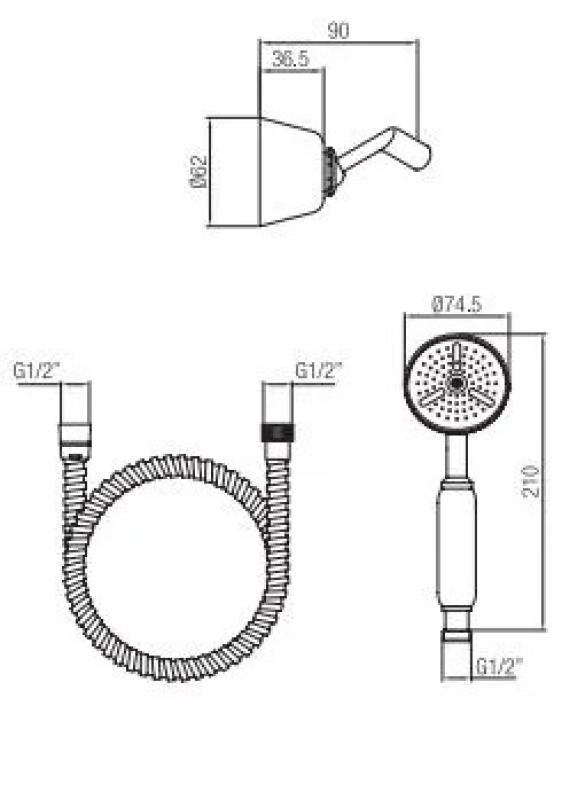 Conjunto de teleducha PB Classic con soporte suspendido color bronce 1208952420