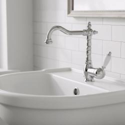 Mezclador PB Nostalgic monomando de lavabo con caño giratorio 190 mm - con desagüe cromado