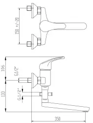 Grifo de pared especial Blusani   cromado con caño largo 35cm y teleducha 12089529