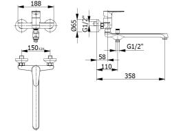 Grifo de pared especial Blusani   cromado con caño largo 35cm y teleducha 12089529
