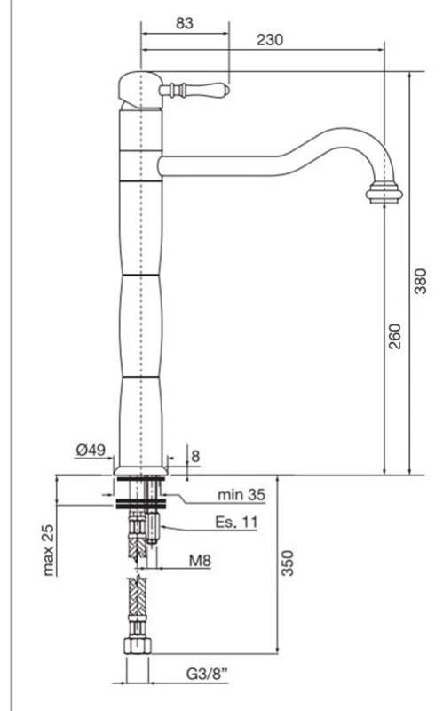Grifo de cocina de columna PB Classic Nostalgic acero inoxidable 1208952922