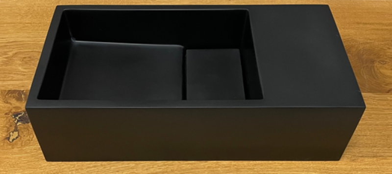 Solid-S Solid surface fountain, 36 cm (W) x 18 cm (D) x 10 cm (H), matte black with cover 1208953168