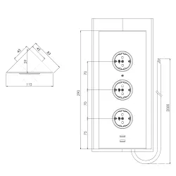 Columna de alimentación con 3 enchufes con toma de tierra tipo F y 2 cargadores usb acero inoxidable 120895321