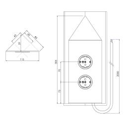 Indux Corner Columna de energía con 2 enchufes con toma de tierra, esquina, acero inoxidable 1208953220