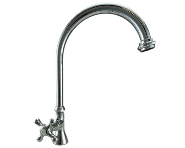 Grifo de lavabo PB Classic con pomo de estrella agua fría con caño alto redondo cromado 1208953274