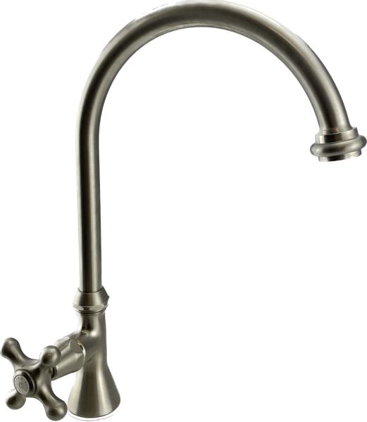 Grifo de lavabo PB Classic con pomo de estrella agua fría con caño alto redondo acero inoxidable 1208953276