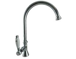 Grifo de lavabo PB Classic con palanca blanca agua fría con caño alto redondo cromado 1208953277