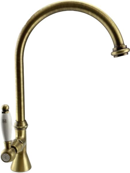 Grifo de lavabo PB Classic con palanca blanca agua fría con caño alto redondo color bronce 1208953278