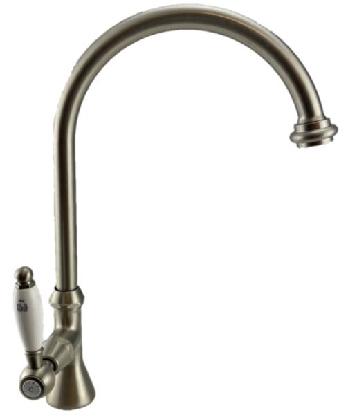 Grifo de lavabo PB Classic con palanca blanca agua fría con caño alto redondo acero inoxidable 1208953279