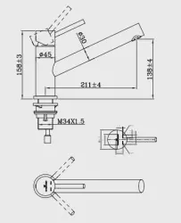 Grifo bajo de cocina de acero inoxidable Reginox Oxon con caño giratorio completo de acero inoxidable satinado R34606