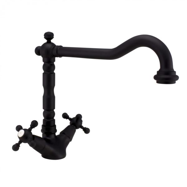 Grifo de cocina de estilo rústico V1910 negro mate 1208953461