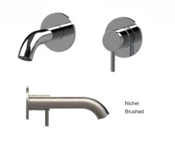 Grifo mezclador de lavabo SB Round empotrado níquel cepillado 132mm