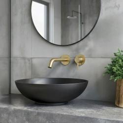 Grifo mezclador de lavabo SB Round empotrado en latón satinado PVD 162mm