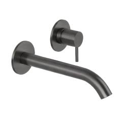 Grifo mezclador de lavabo SB Round empotrado gris plomo PVD 162mm