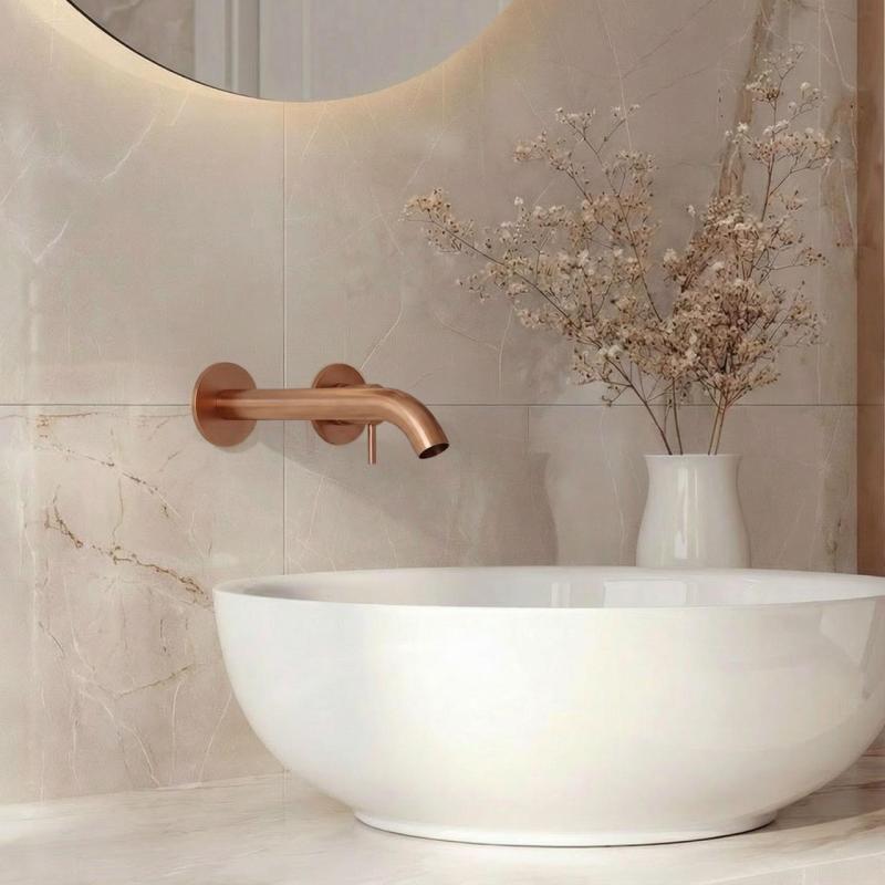 Grifo mezclador de lavabo SB Round empotrado cobre satinado PVD 162mm