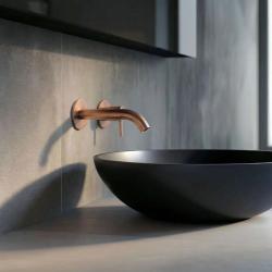 Grifo mezclador de lavabo SB Round empotrado de cobre satinado 316 PVD 132mm