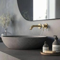 Grifo mezclador de lavabo SB Round empotrado latón satinado 316 PVD 102mm