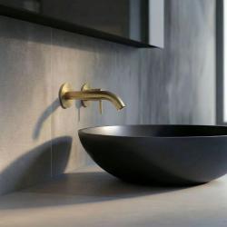 Grifo mezclador de lavabo SB Round empotrado de latón satinado 316 PVD 132mm