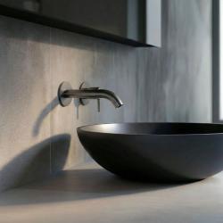 Grifo mezclador de lavabo SB Round empotrado Gris plomo 316  PVD 132mm