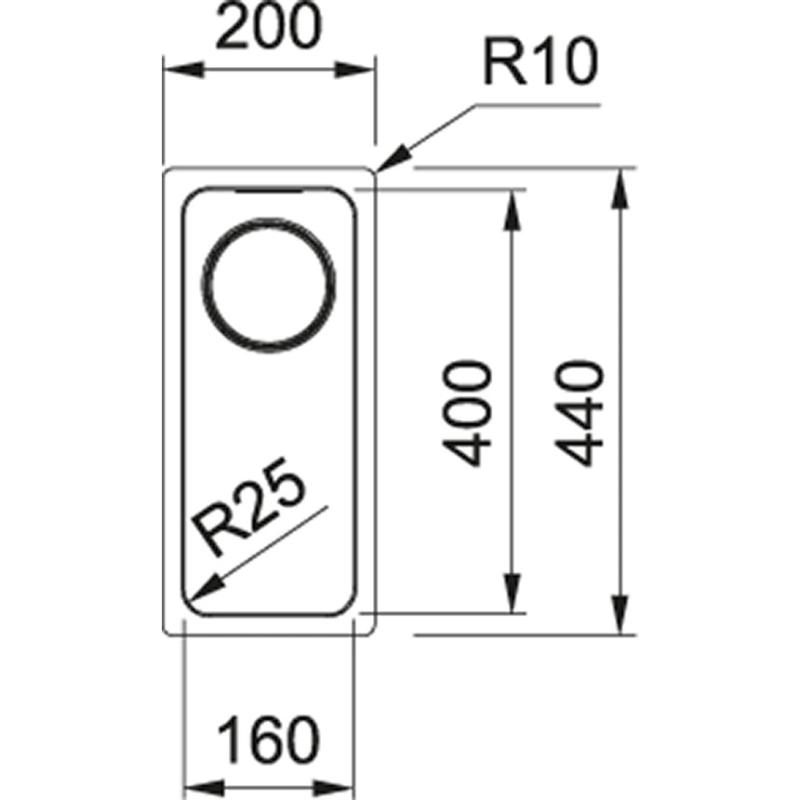 Fregadero pequeño Franke Mythos MYX 110.16 acero inoxidable 16x40cm bajo encimera 122.0638.196