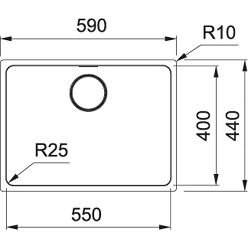 Fregadero de acero inoxidable Franke Mythos MYX 110.55 55x40cm bajo encimera 122.0638.200