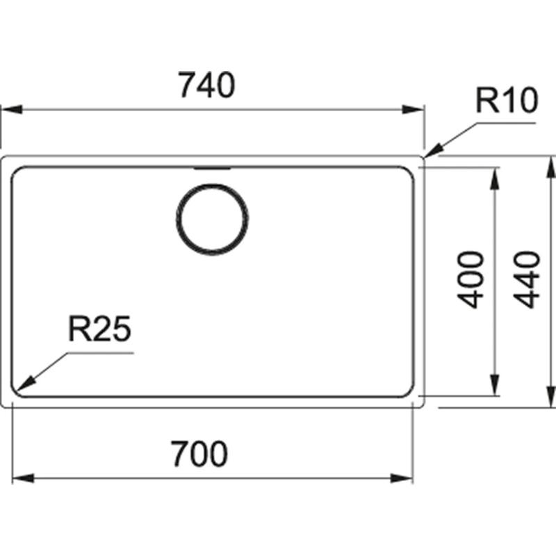 Fregadero Franke Mythos MYX 110.70 de acero inoxidable 70x40cm bajo encimera 122.0601.280