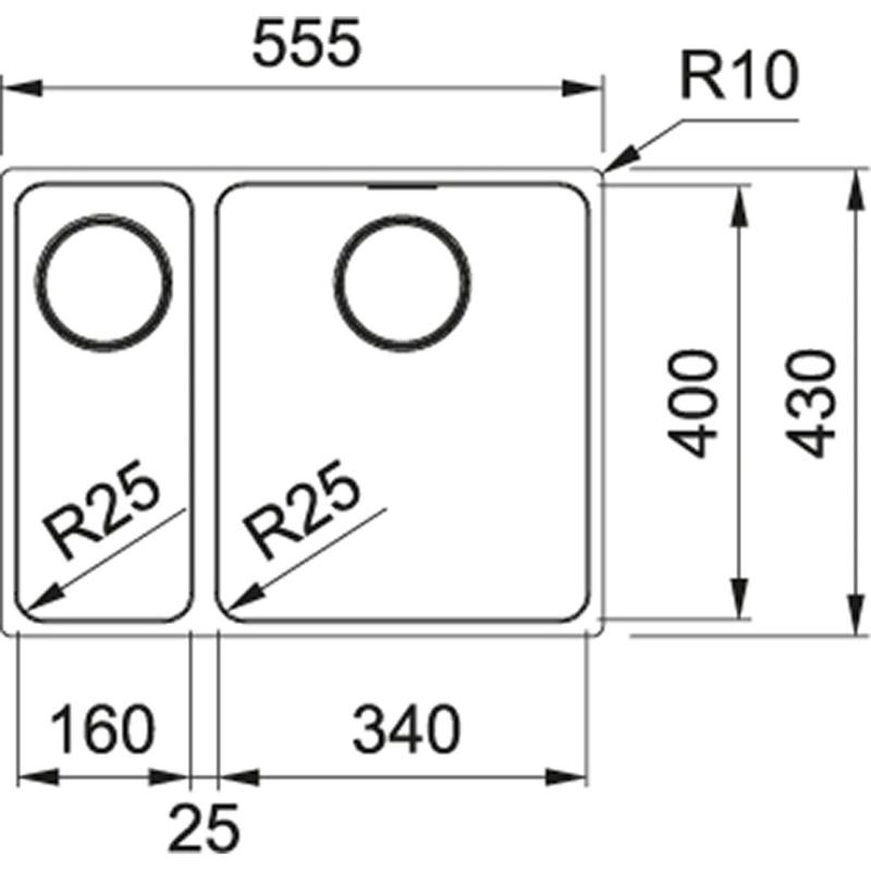 Fregadero Franke Mythos MYX 160.34.16 BR fregadero de acero inoxidable de un seno y medio bajo encimera 16+34cm 122.0638.272