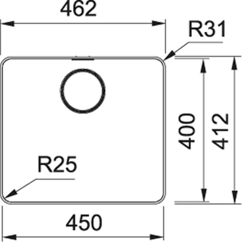 Fregadero de acero inoxidable Franke Mythos MYX 210.45 45x40cm enrasado 127.0603.543