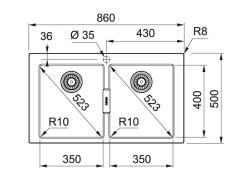 Fregadero doble Franke Sirius de resina  2 S2D 620 negro para montaje sobre encimera 143.0639.588