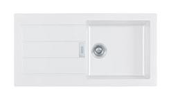 Fregadero Franke Sirius 2 S2D 611L de resina en color blanco  con escurridor blanco para montaje sobre encimera 100x50 143.0616.928