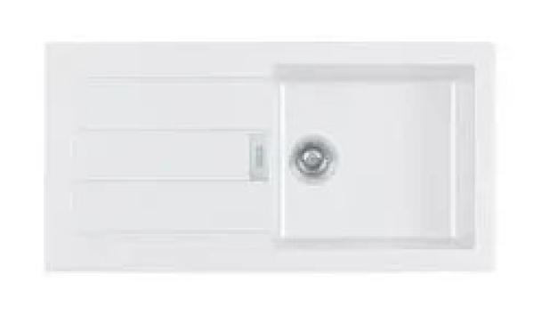 Fregadero Franke Sirius 2 S2D 611L de resina en color blanco  con escurridor blanco para montaje sobre encimera 100x50 143.0616.928