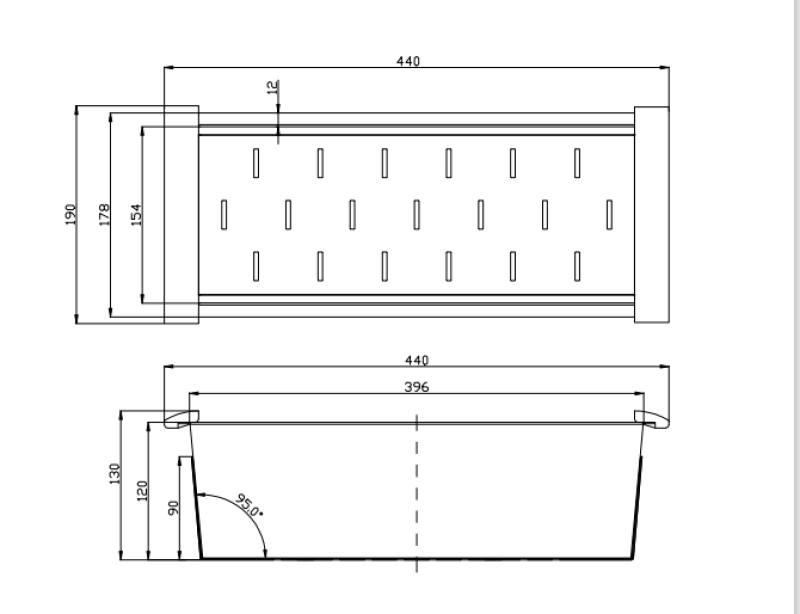 Bandeja recogegotas Ausmann de acero inoxidable satinado 44x18cm para fregadero longitud 40cm 1208953722