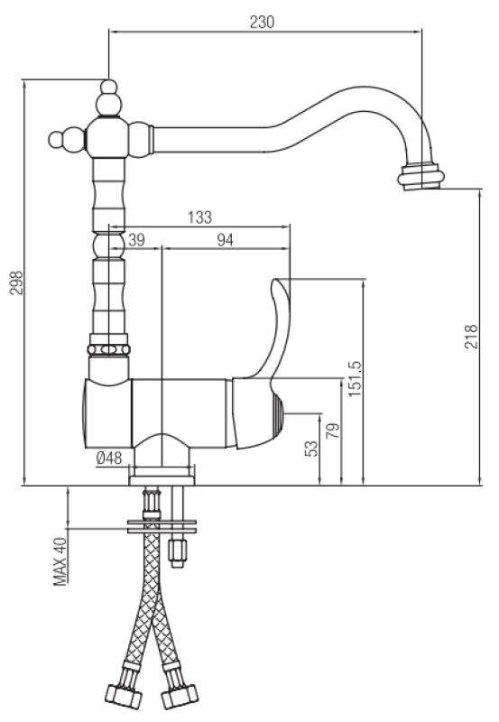 Grifo de cocina PB Vintage Nostalgic de ventana abatible cromado 1208953755