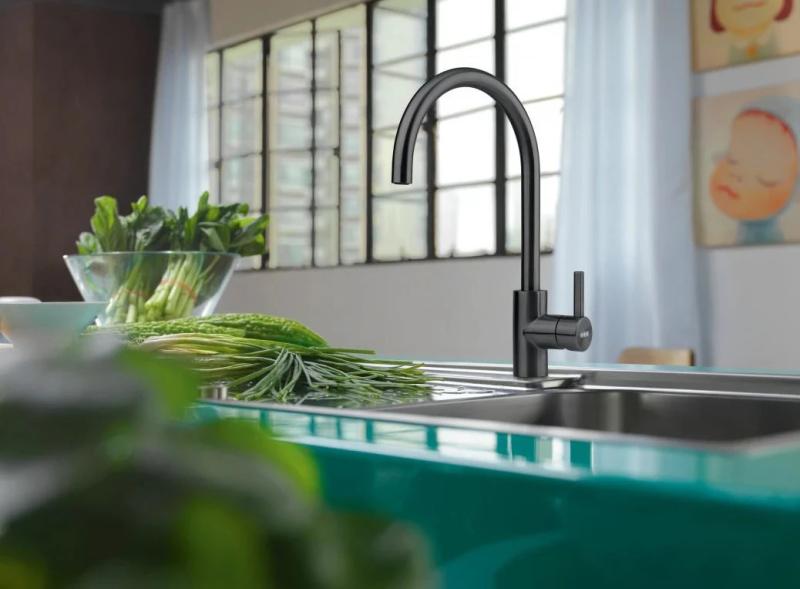 Grifo de cocina Franke Eos Neo caño giratorio negro satinado 115.0613.590