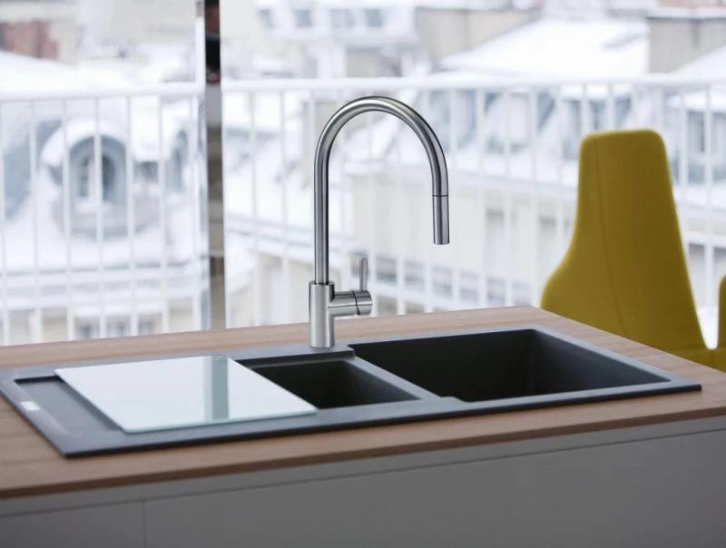 Grifo de cocina Franke Eos Neo con caño extraíble y función spray acero inoxidable 115.0590.045