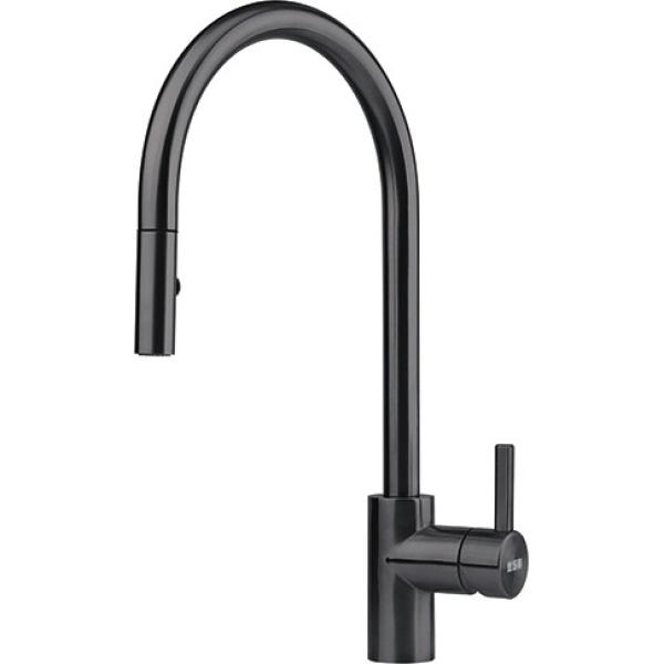 Grifo de cocina Franke Eos Neo con caño extraíble con efecto spray negro satinado 115.0613.671