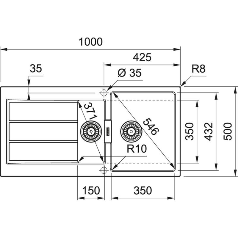 Franke Sirius 2 S2D 651 plástico 1,5 un fregadero y medio con escurridor blanco de superficie 100x50 143.0634.555