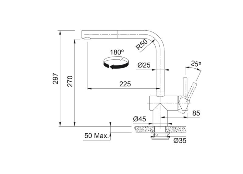 Grifo de cocina Franke  Atlas Neo Sensor negro satinado con  Atlas Neo con caño extraíble 115.0625.527