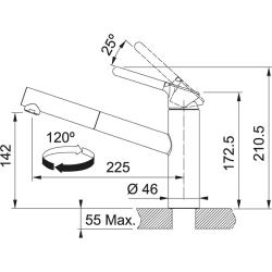 Grifo bajo de cocina Franke Orbit con caño extraíble cromado 115.0623.055