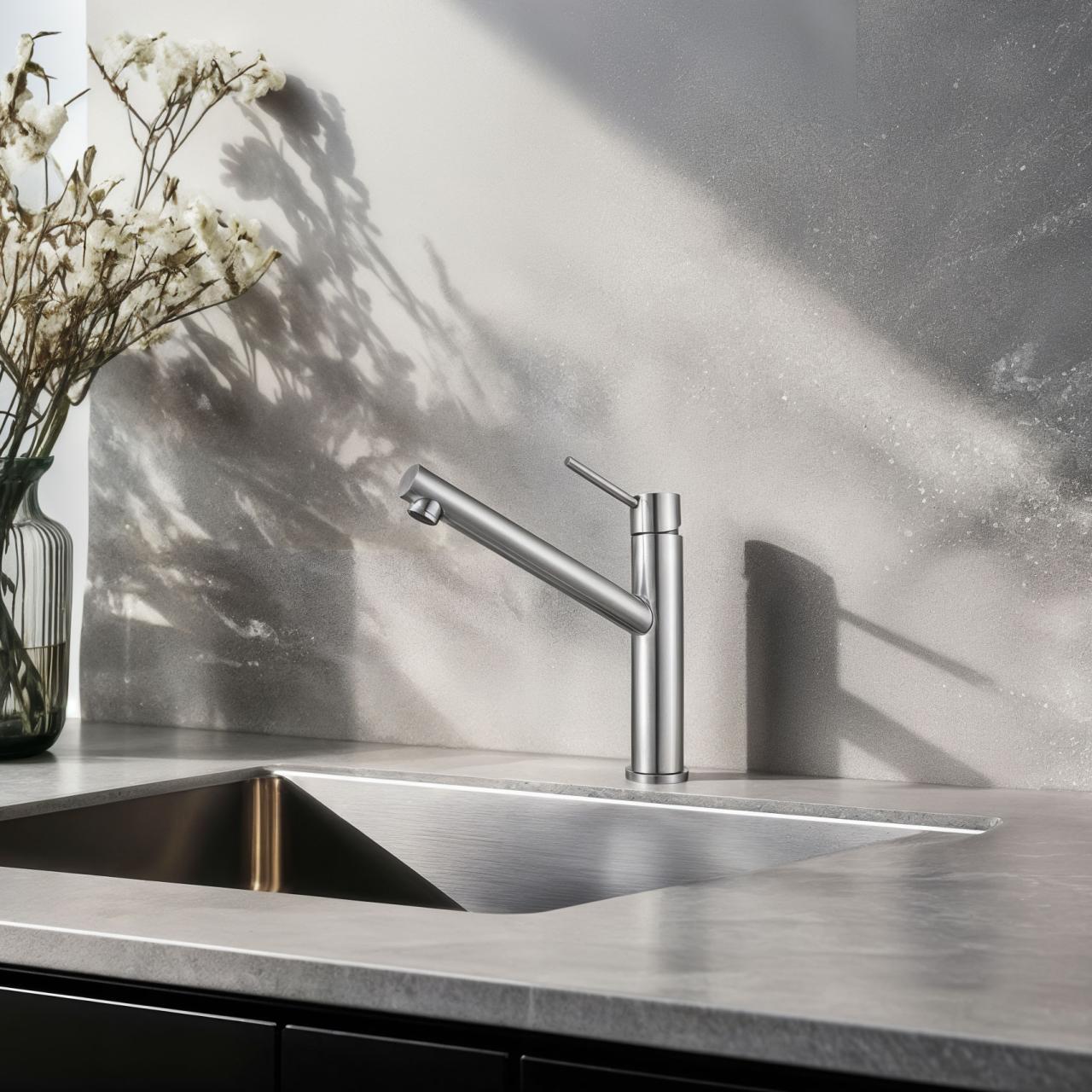 Grifo alto de cocina Franke Orbit de acero inoxidable macizo con caño giratorio acero inoxidable 115.0600.928 - Productafbeelding 2