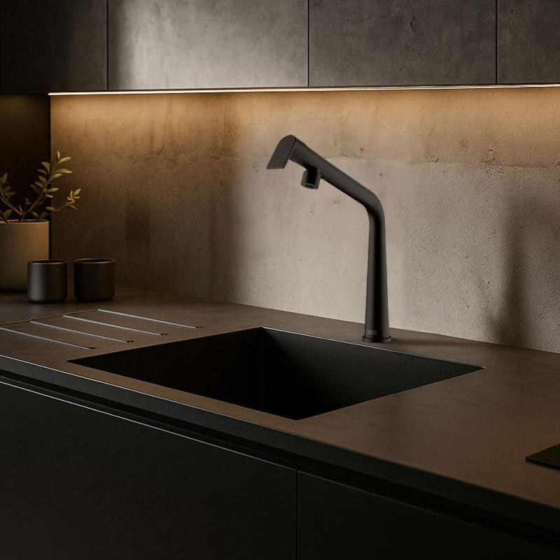 Grifo de cocina Franke Icon negro mate con caño giratorio 115.0625.187