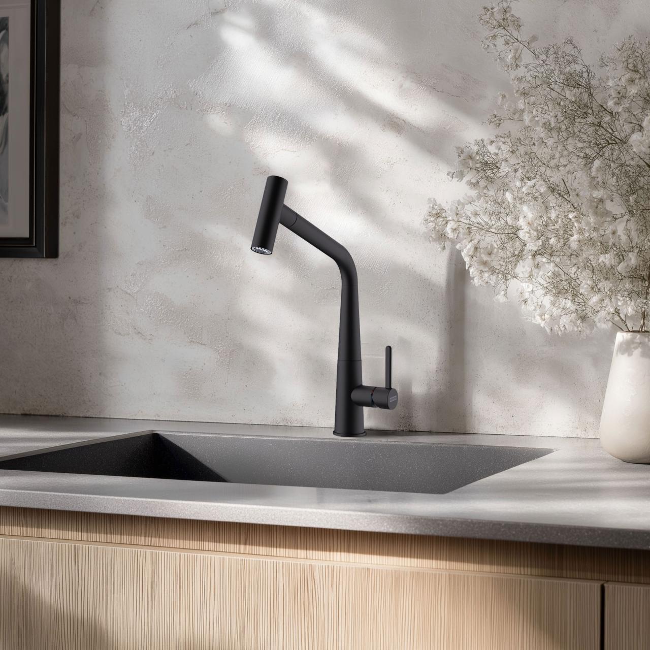 Grifo de cocina Franke Icon negro mate con caño extraíble 115.0625.190 - Productafbeelding 2