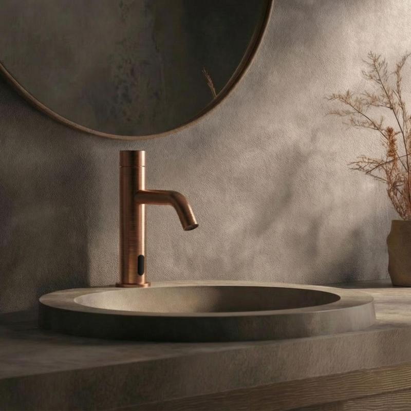 Grifo de lavabo electrónico Waterevolution Flow infrarrojos alimentado por pilas color cobre T110ECPE