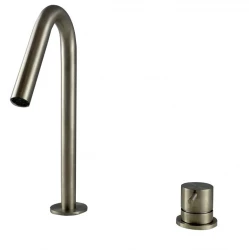 Grifo Waterevolution Flow de 2 orificios para lavabo de acero inoxidable con caño pequeño V 127 mm T1121VIE