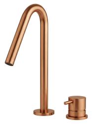 Grifo Waterevolution Flow de 2 orificios para lavabo PVD Cobre satinado con caño pequeño V 127mm T1121VCPE