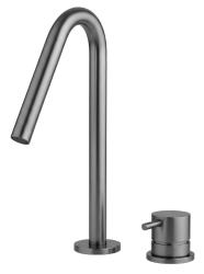 Grifo de lavabo Waterrevolution Flow de 2 orificios, PVD Gun Metal con caño pequeño en V de 120 mm T1121VGME