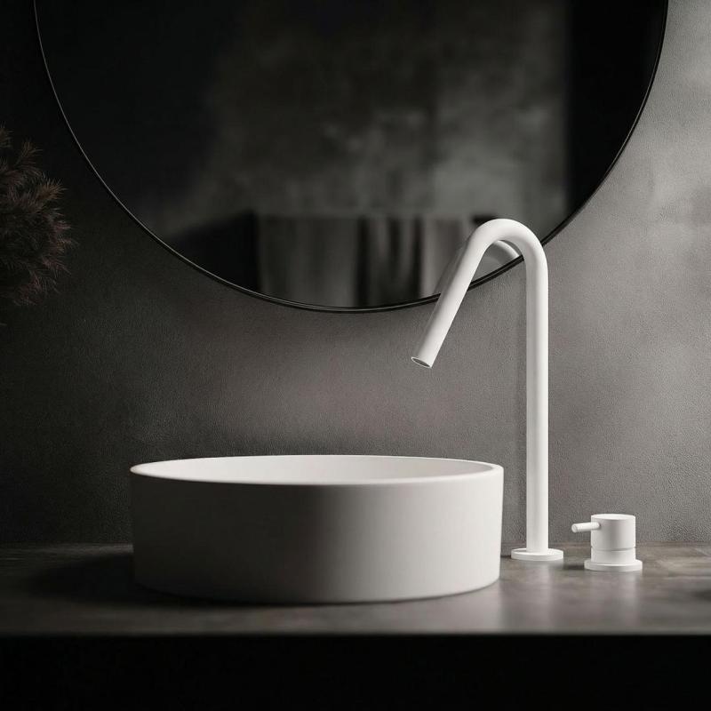 Grifo Waterevolution Flow de 2 orificios para lavabo blanco con caño alto V 227mm T1122VBR