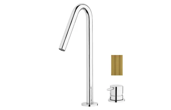 Grifo Waterevolution Flow de 2 orificios para lavabo PVD cobre satinado con caño alto V 227mm T1122VCPE