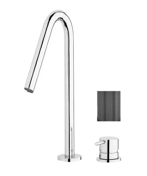 Grifo Waterevolution Flow de 2 orificios PVD Gris plomo con caño alto V 227mm T1122VGME