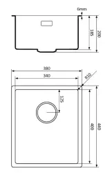 Fregadero de cuarzo negro Lorreine 34x40cm bajo encimera y enrasado con tapón rejilla de acero inoxidable 1208954064